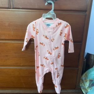 0/3 month old pink fox onesie